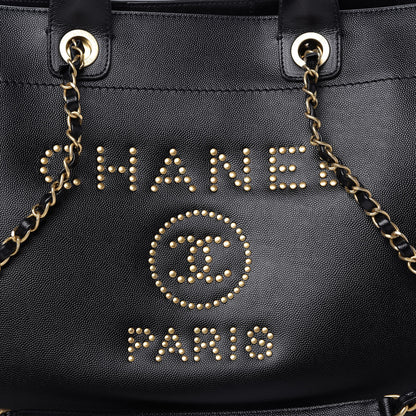 Chanel Caviar Small Studded Deauville Tote Black 8 of 10