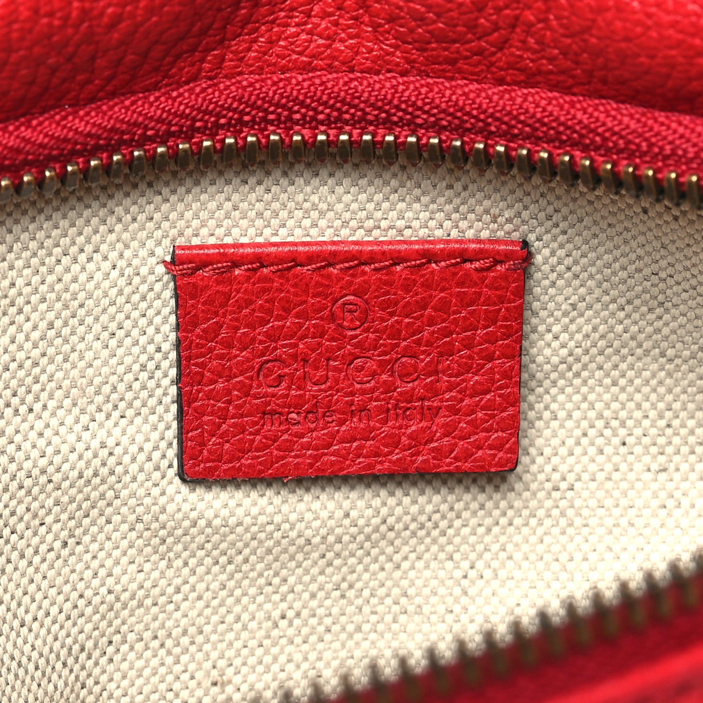 Grained Calfskin Logo Belt Bag Hibiscus Red