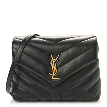 Saint Laurent Calfskin Y Quilted Monogram Toy Loulou Crossbody Bag Black 1 of 11