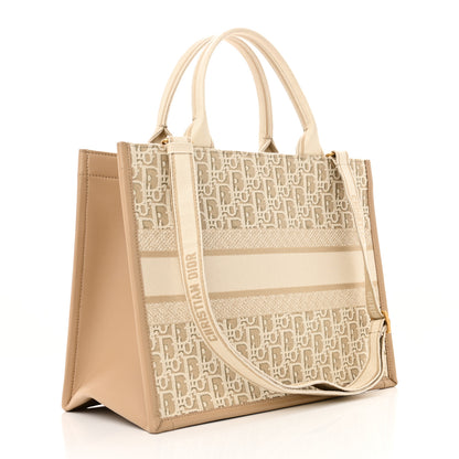 Christian Dior Oblique Calfskin Medium Book Tote With Strap Gold Multicolor Natural 3 of 9