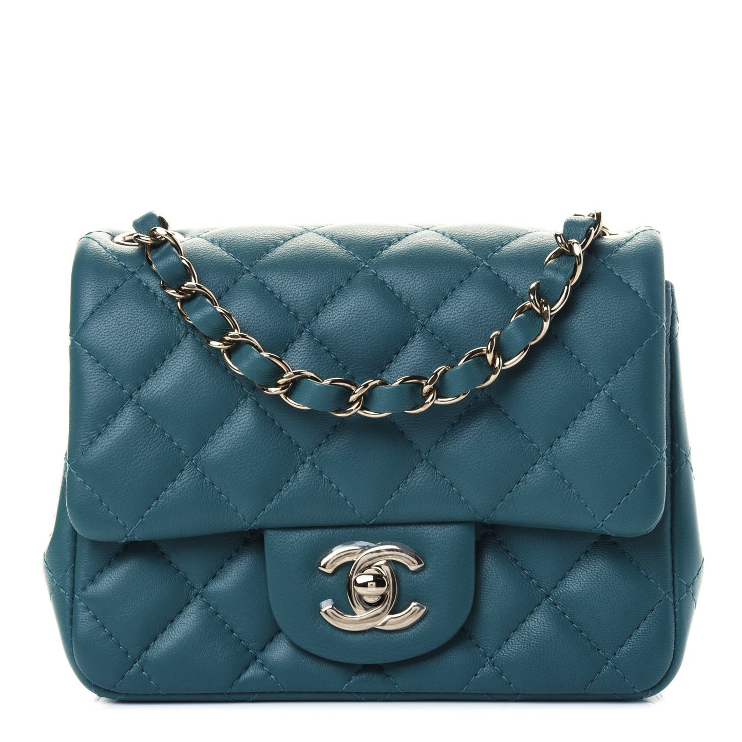 Lambskin Quilted Mini Square Flap Blue