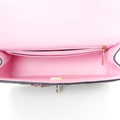 Chanel Lambskin Quilted Bi-Color Mini Top Handle Rectangular Flap Black Lilac 5 of 12