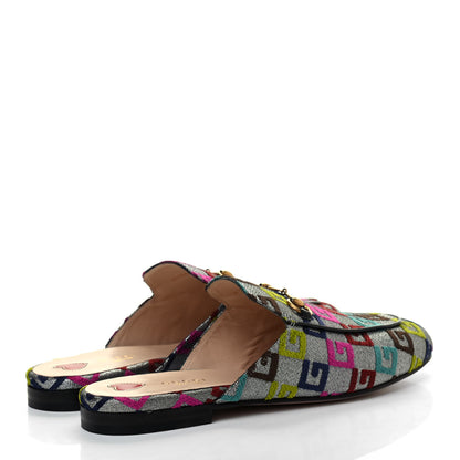 Gucci Velvet Lurex Square G Womens Princetown Slippers 40.5 Silver Multicolor 3 of 4