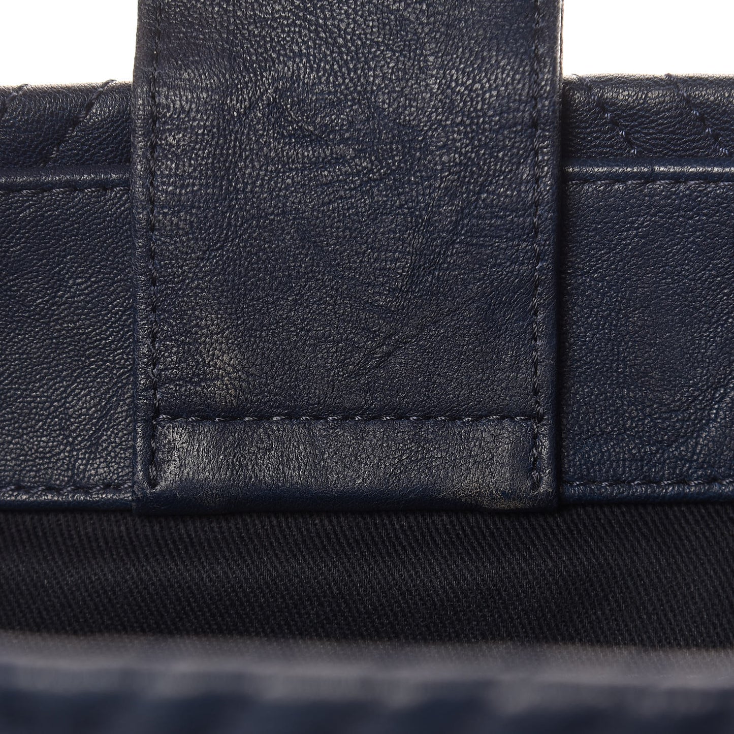 Wrinkled Lambskin Chevron Quilted Surpique Tote Navy Blue