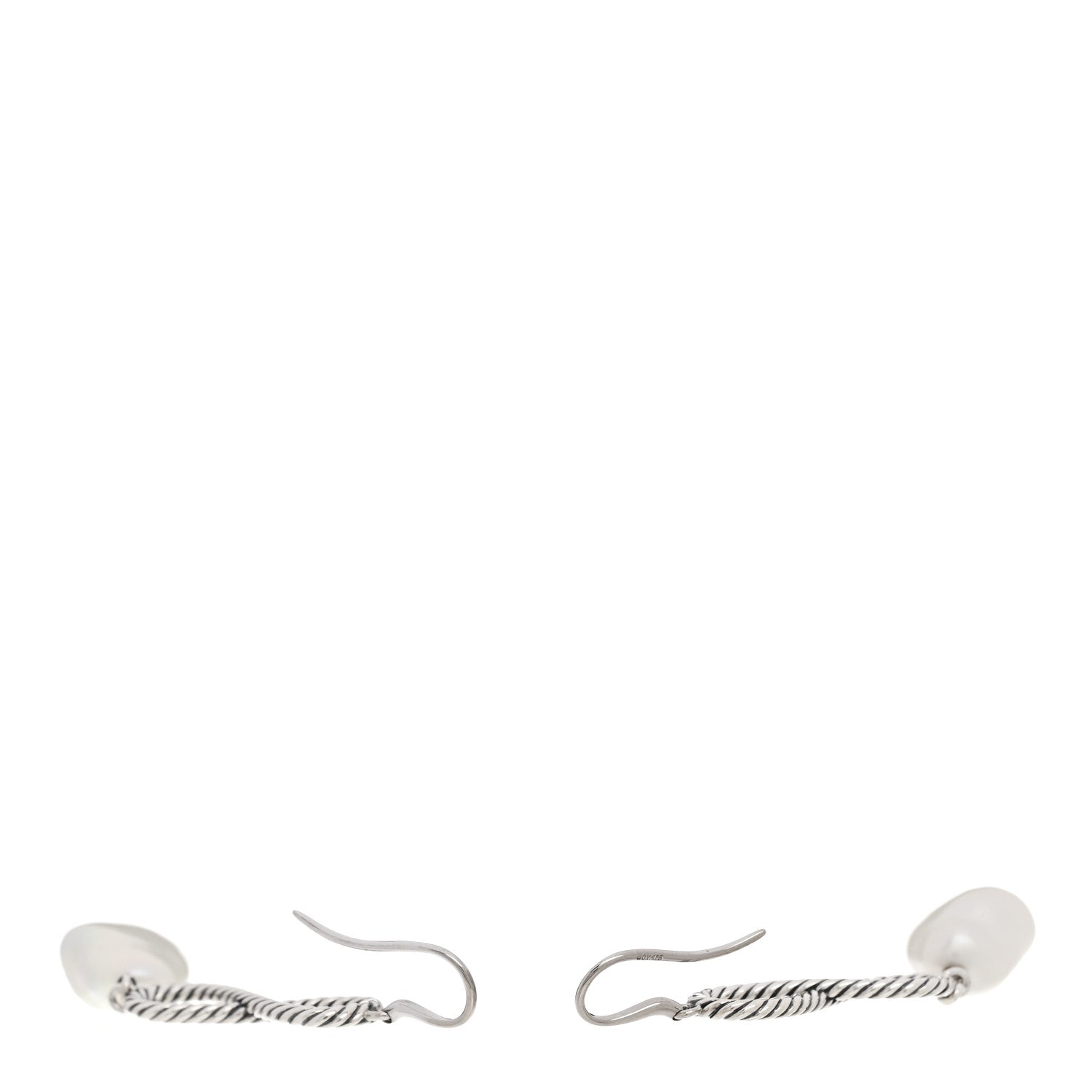 David Yurman Sterling Silver Cultured Pearl Infinity Drop Earrings 3 of 4
