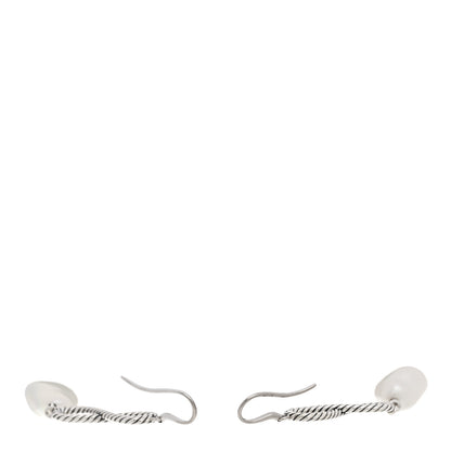 David Yurman Sterling Silver Cultured Pearl Infinity Drop Earrings 3 of 4