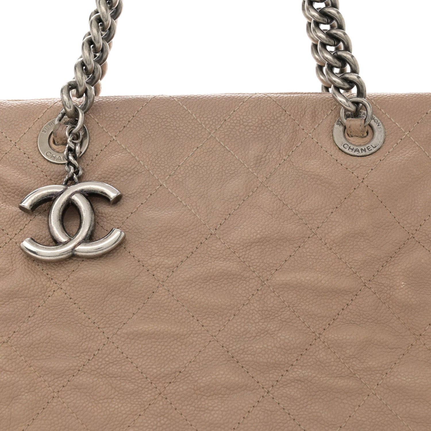 Chanel Caviar Quilted Simply CC Shoulder Bag Beige 8 of 14