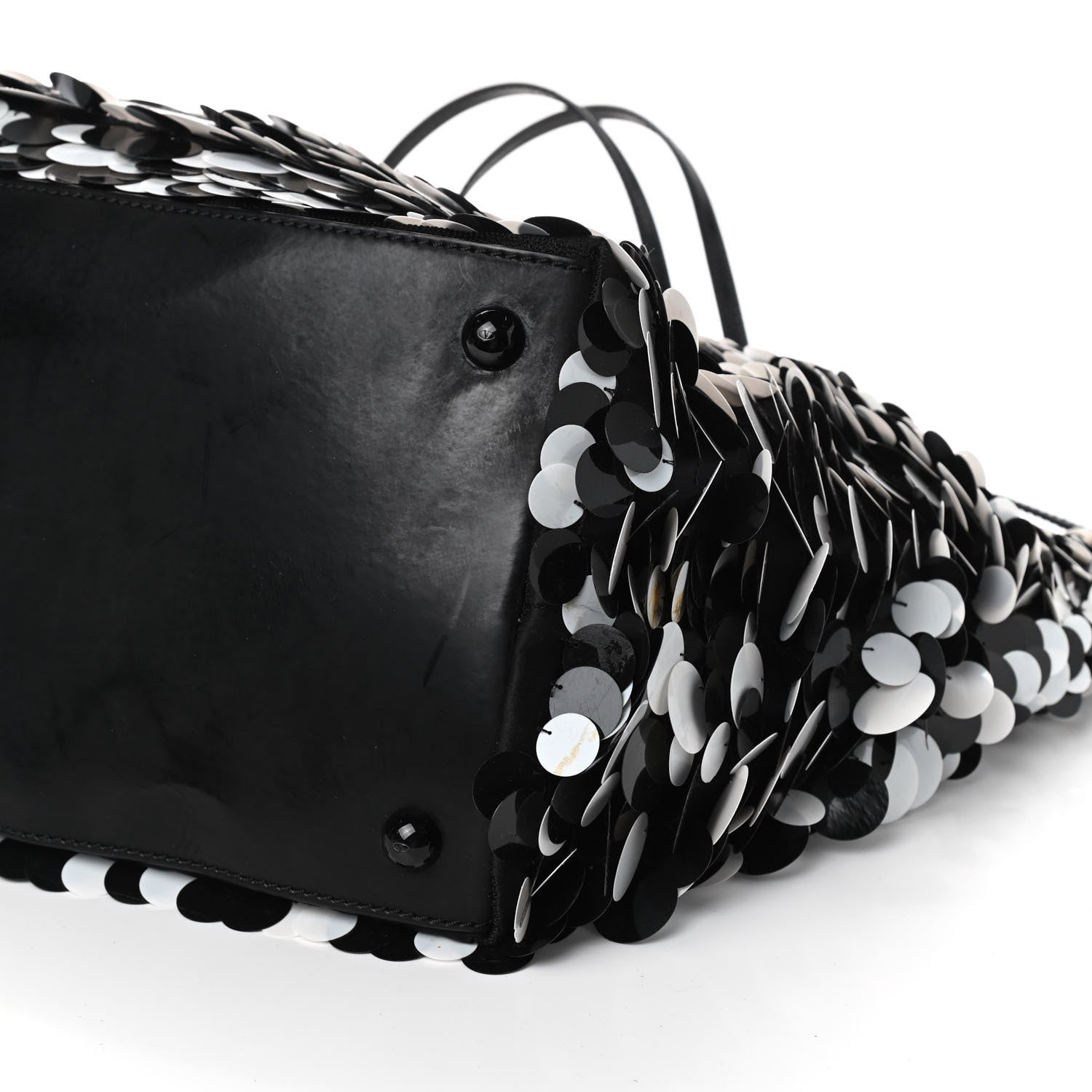 Valentino Garavani Sequin Ricamo Macro Paillettes Tote Black White 8 of 9