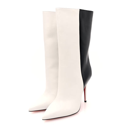 Christian Louboutin Calfskin Astrilarge 100 Booties 37.5 White Black 4 of 8