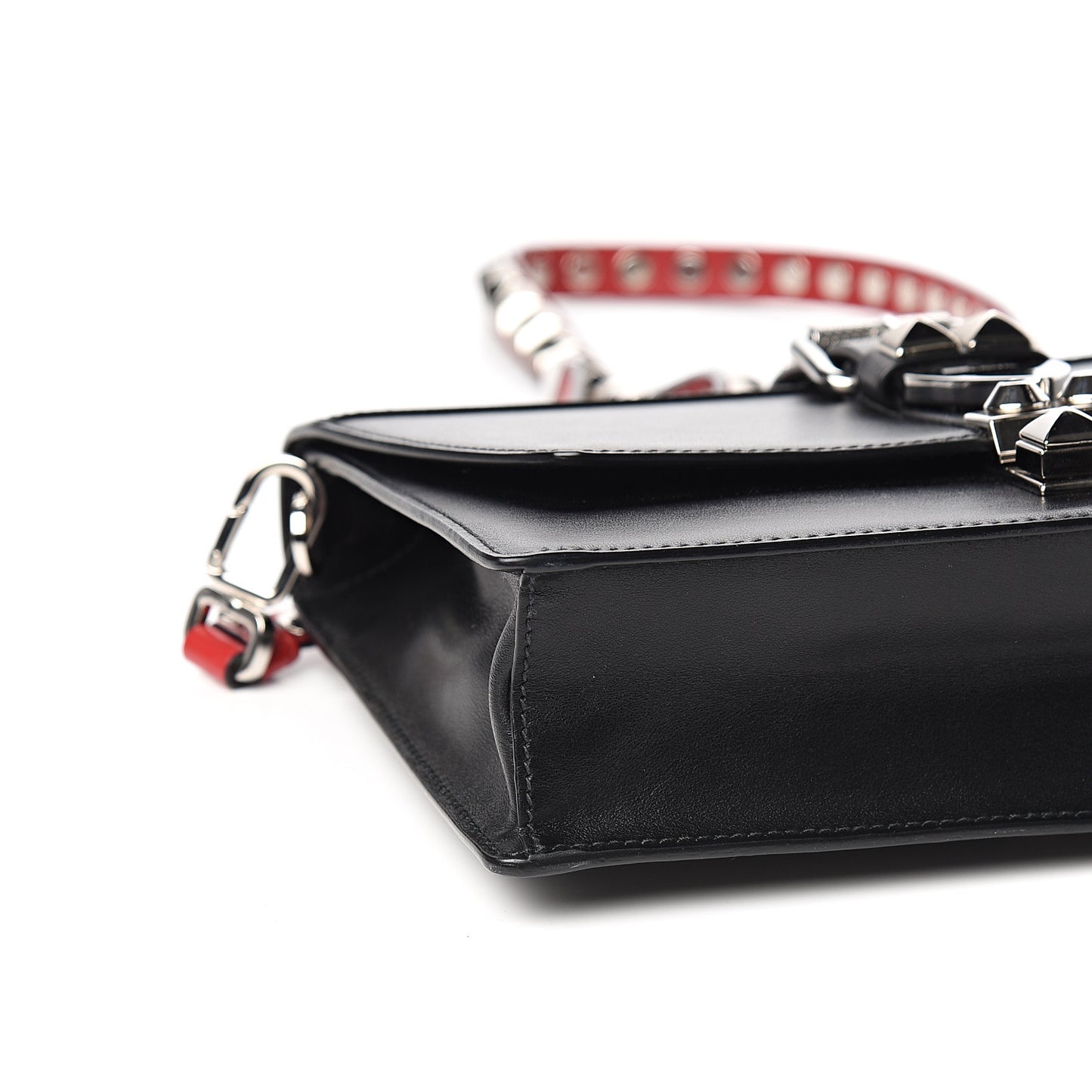 Saffiano City Calfskin Studded Large Elektra Shoulder Bag Black Fuoco