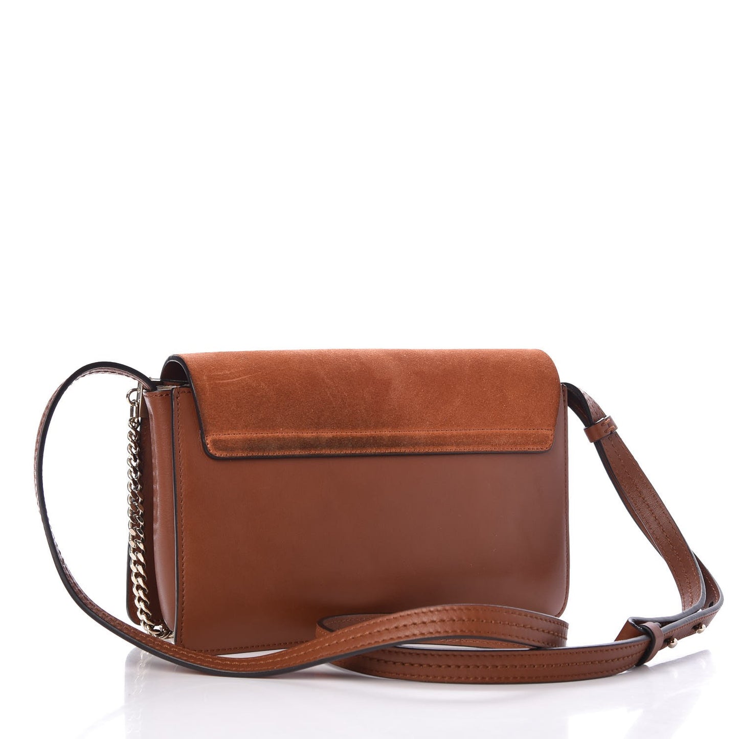Suede Calfskin Small Faye Shoulder Bag Tobacco