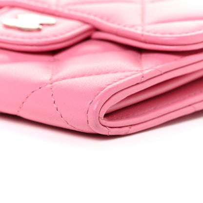 Chanel Lambskin Quilted Flap Card Holder On Chain Pink 10 of 12