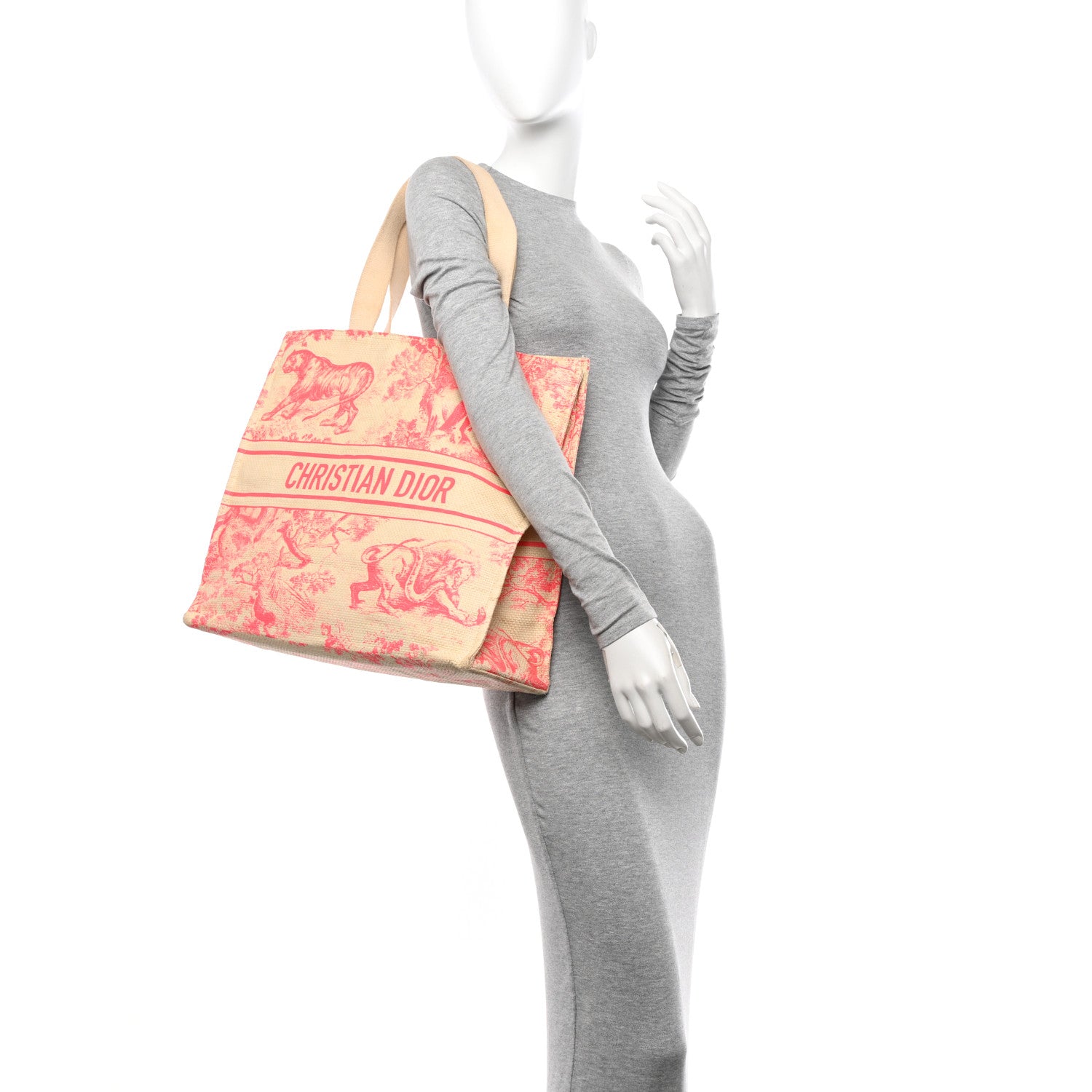 Christian Dior Straw Dioriviera Tote Pink 2 of 10