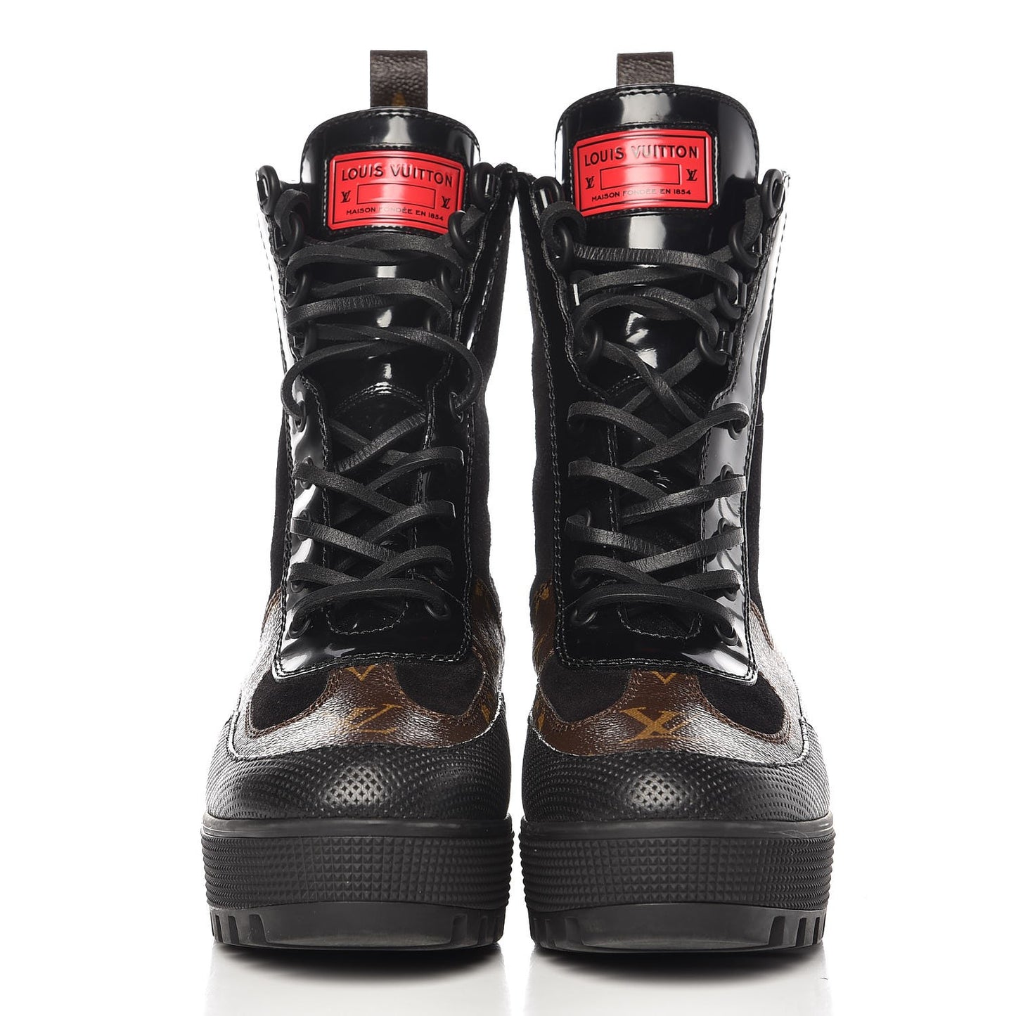 Suede Calfskin Monogram Checkpoint Platform Desert Boots 38 Black