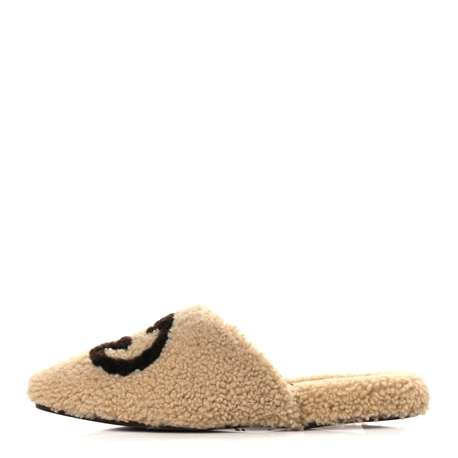 Gucci Shearling Interlocking G Womens Eileen Slippers 37 Butterscotch Cocoa 1 of 9