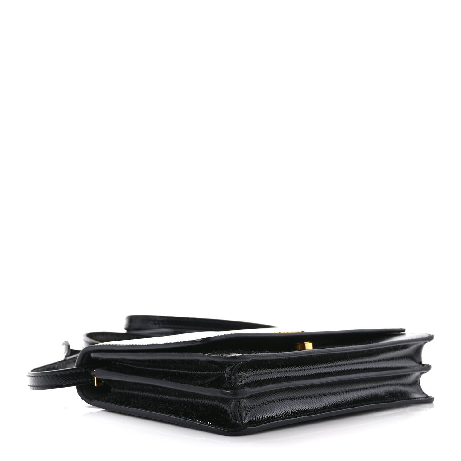 Prada Saffiano Vernice Mini Crossbody Wallet Black 3 of 10