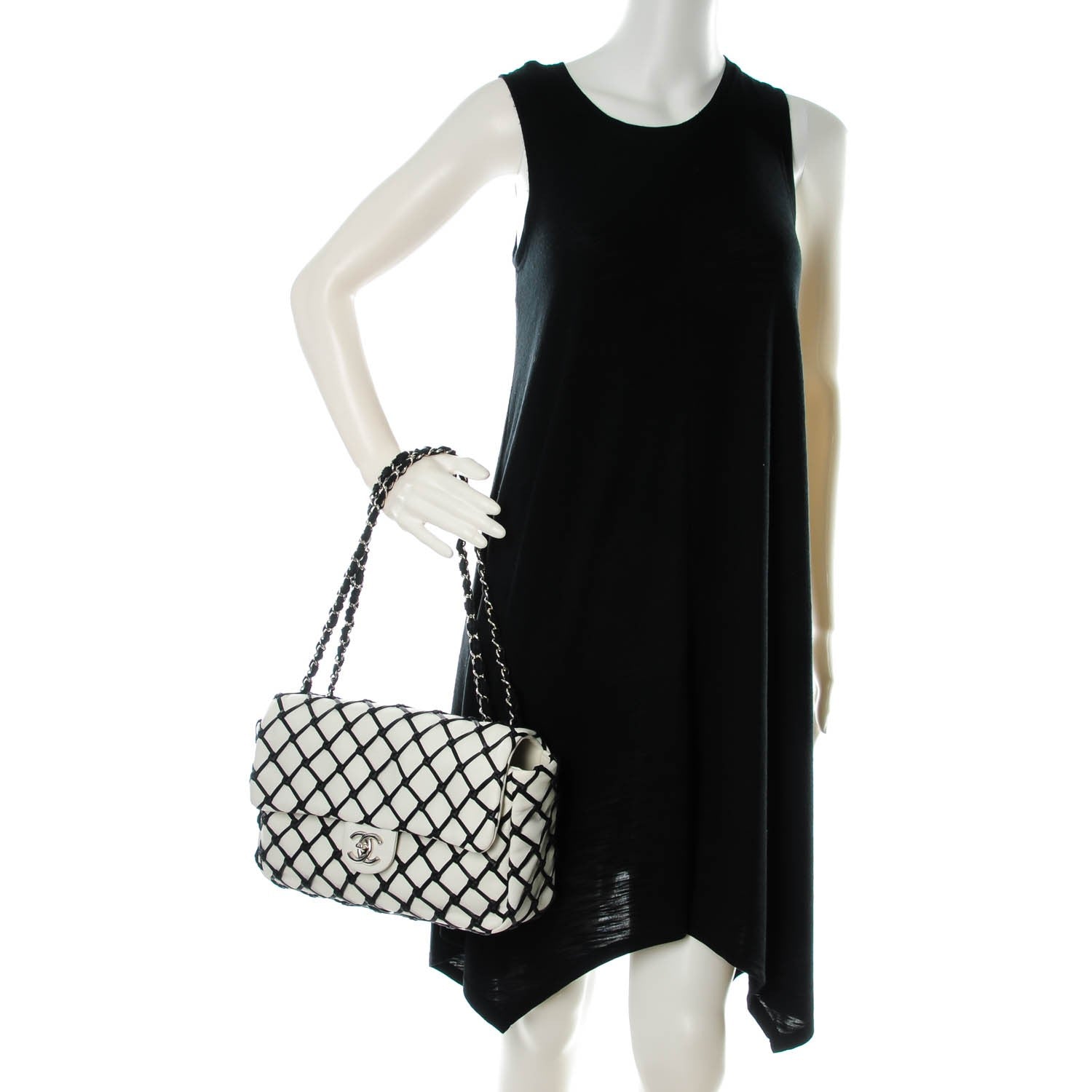Chanel Lambskin Jumbo Canebiers Net Flap White 2 of 8