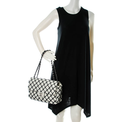 Chanel Lambskin Jumbo Canebiers Net Flap White 2 of 8
