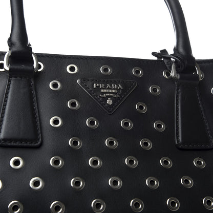 Prada City Calf Grommet Large Double Zip Tote Black 9 of 9