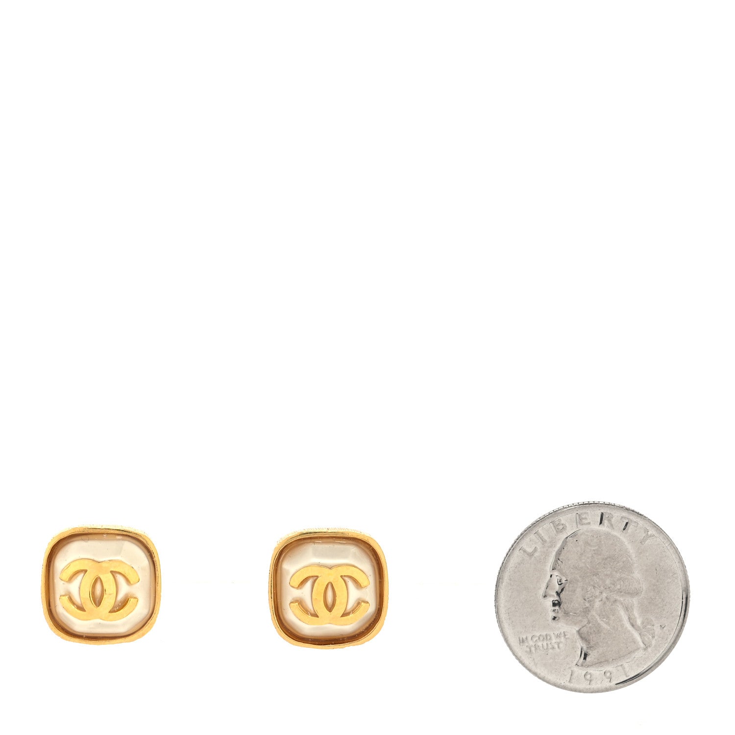 Chanel CC Square Earrings Gold 2 of 4
