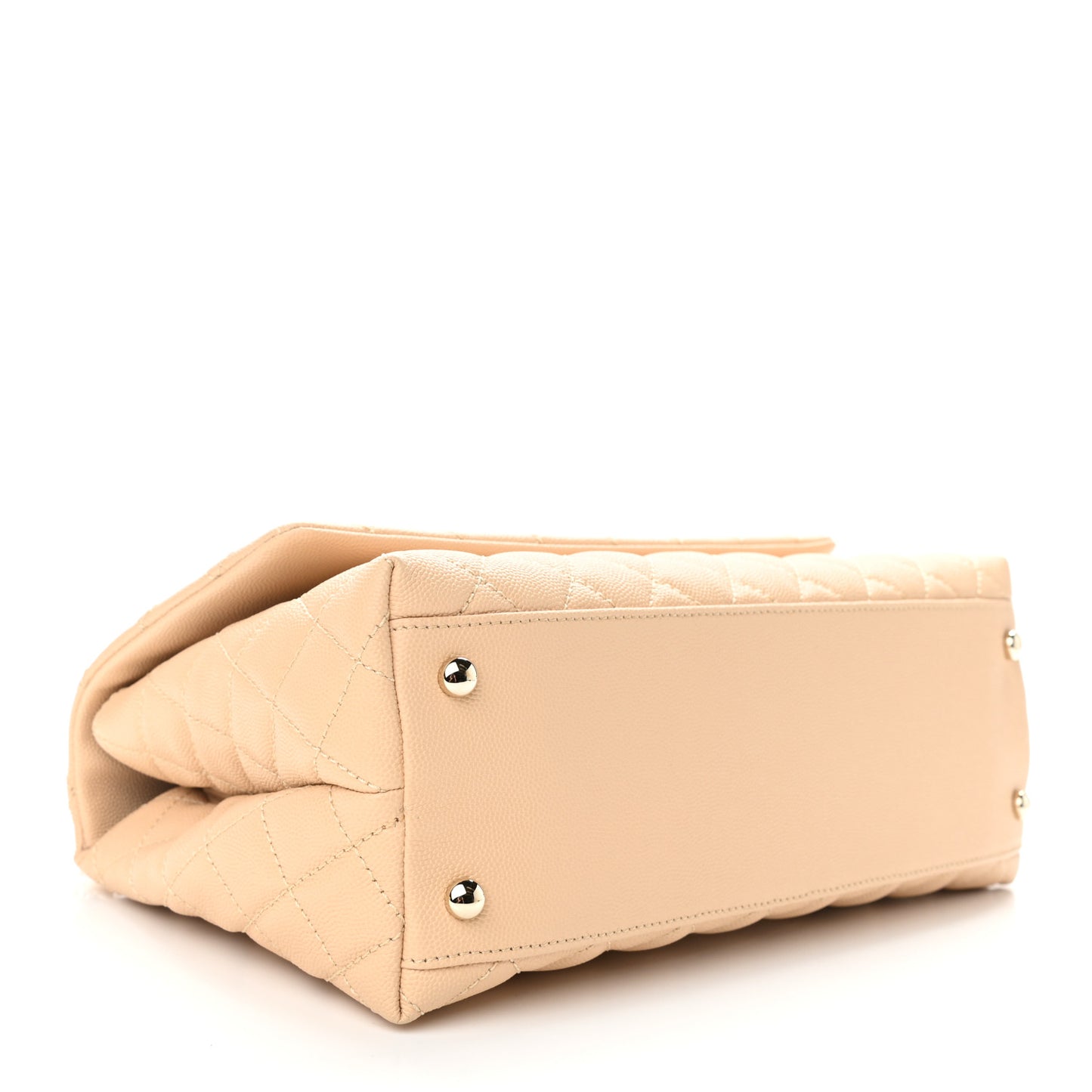 Caviar Lizard Embossed Quilted Small Coco Handle Flap Beige
