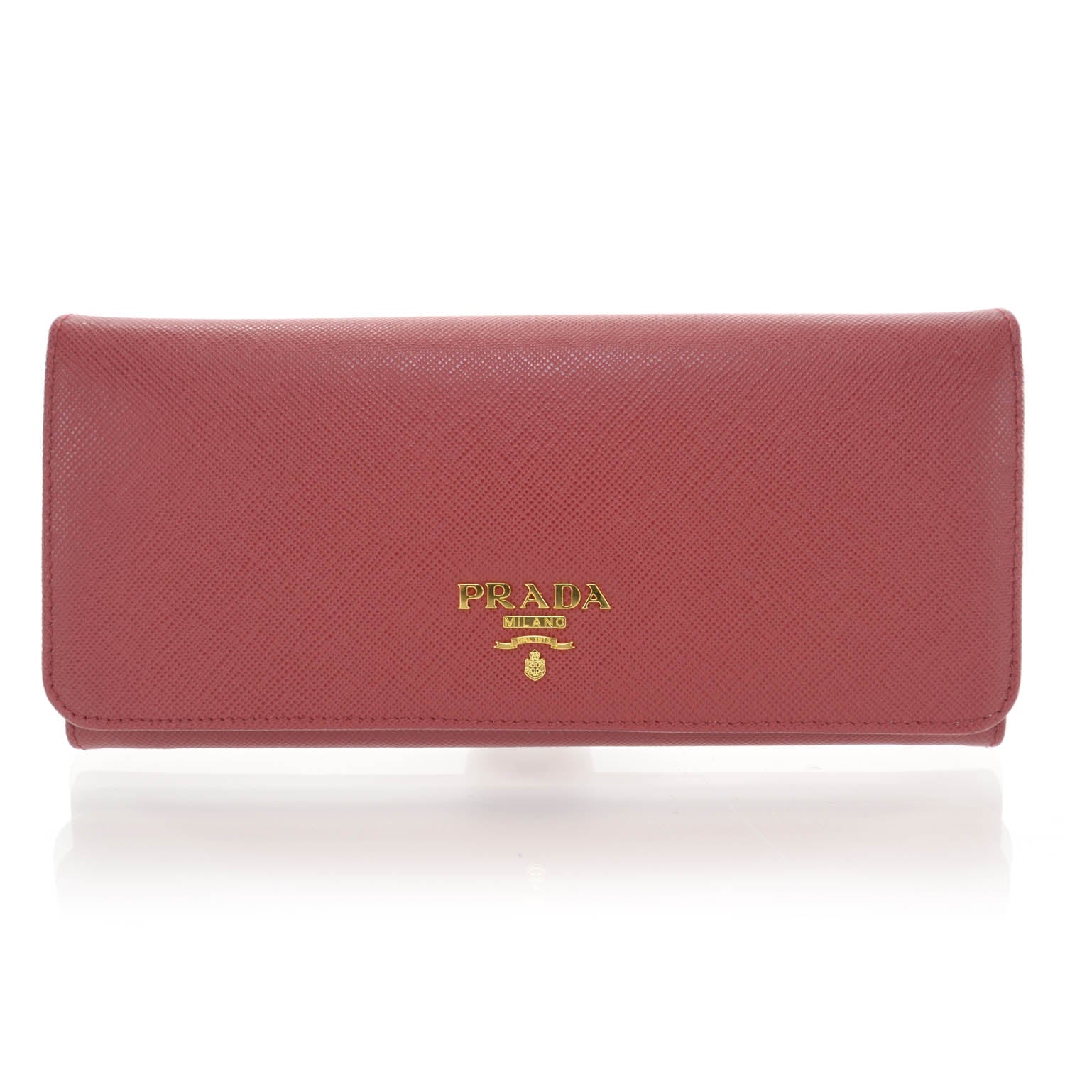 Prada Saffiano Continental Flap Wallet Fuoco 1 of 7