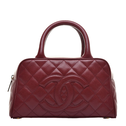 Chanel Caviar Quilted Small Bowler Dark Red 1 of 9