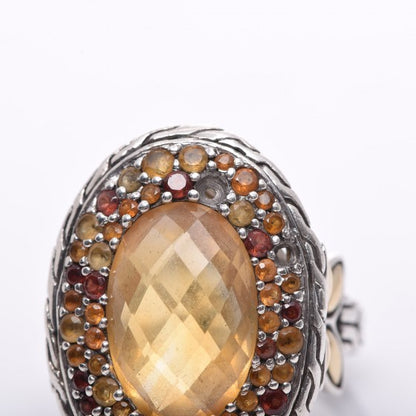 John Hardy Sterling Silver 18K Yellow Gold Citrine Garnet Batu Kawung Oval Ring 58 8.25 7 of 7