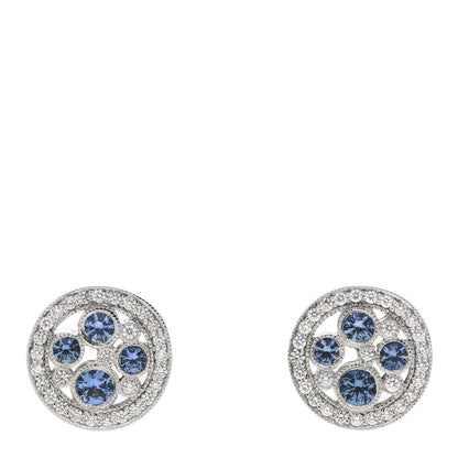 Tiffany Platinum Diamond Blue Sapphire Cobblestone Stud Earrings 1 of 6