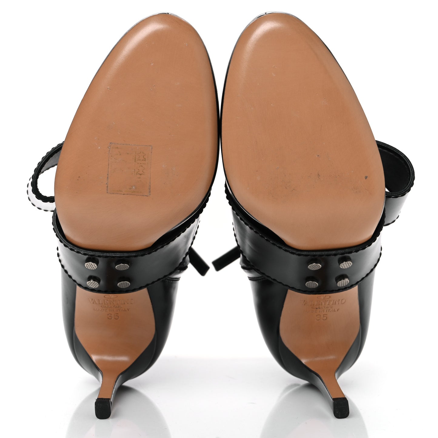 Calfskin Bow Ankle Boots 35 Black