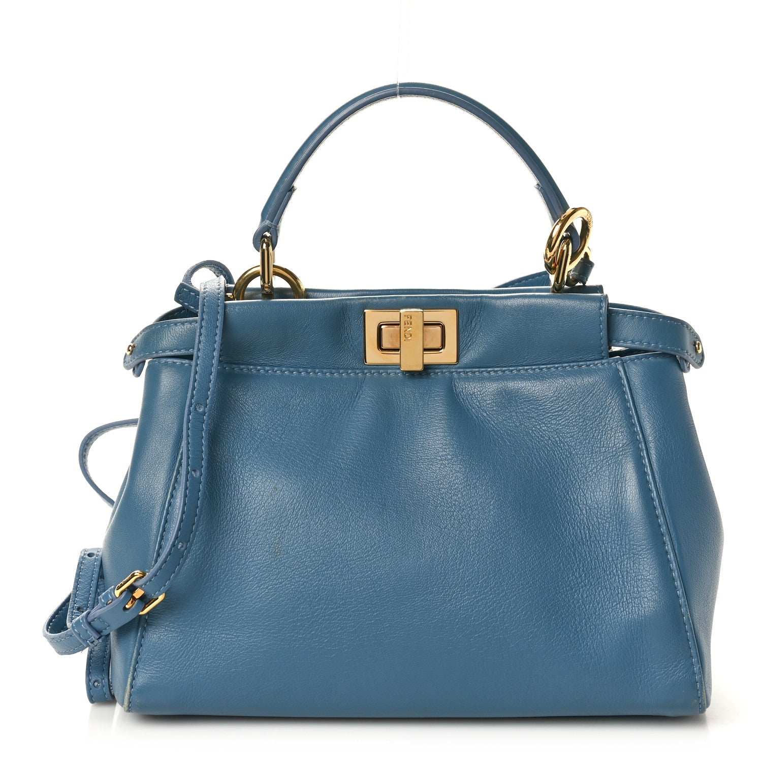 Fendi Nappa Mini Peekaboo Iconic Satchel Blue 1 of 14