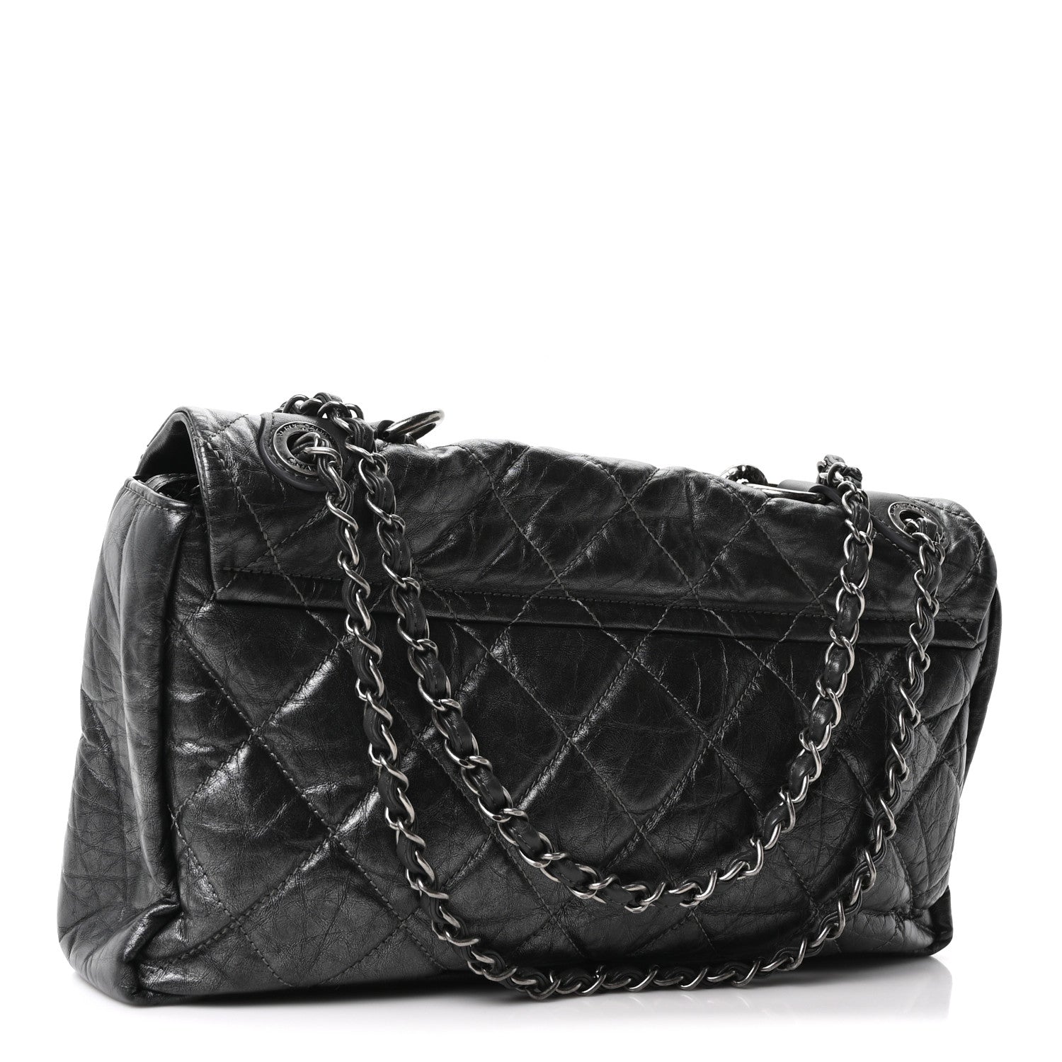 Chanel Aged Calfskin Quilted Medium Pondichery Flap Dark Grey 3 of 9