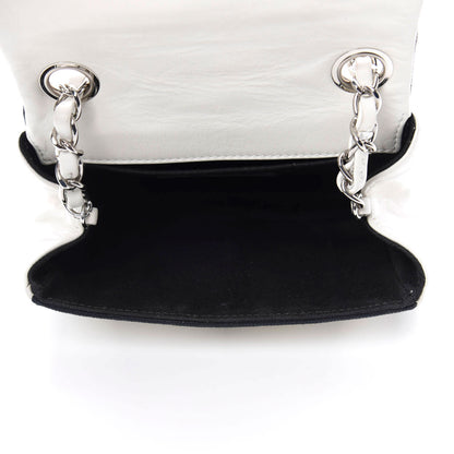 Chanel Calfskin Stitched Curve Mini Flap White Black 5 of 11