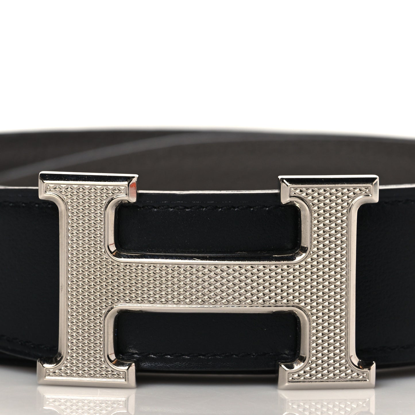 135 Togo 32mm Guilloche H Belt 90 Black Etain