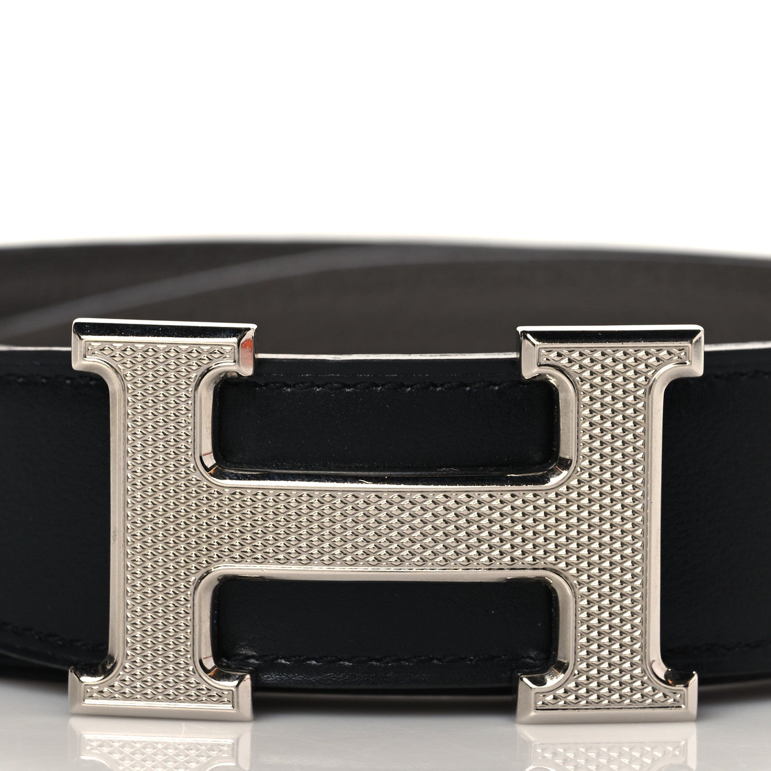 Hermes 135 Togo 32mm Guilloche H Belt 90 Black Etain 2 of 7