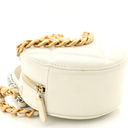 Chanel Goatskin Quilted Chanel 19 Round Clutch With Chain White 9 of 11