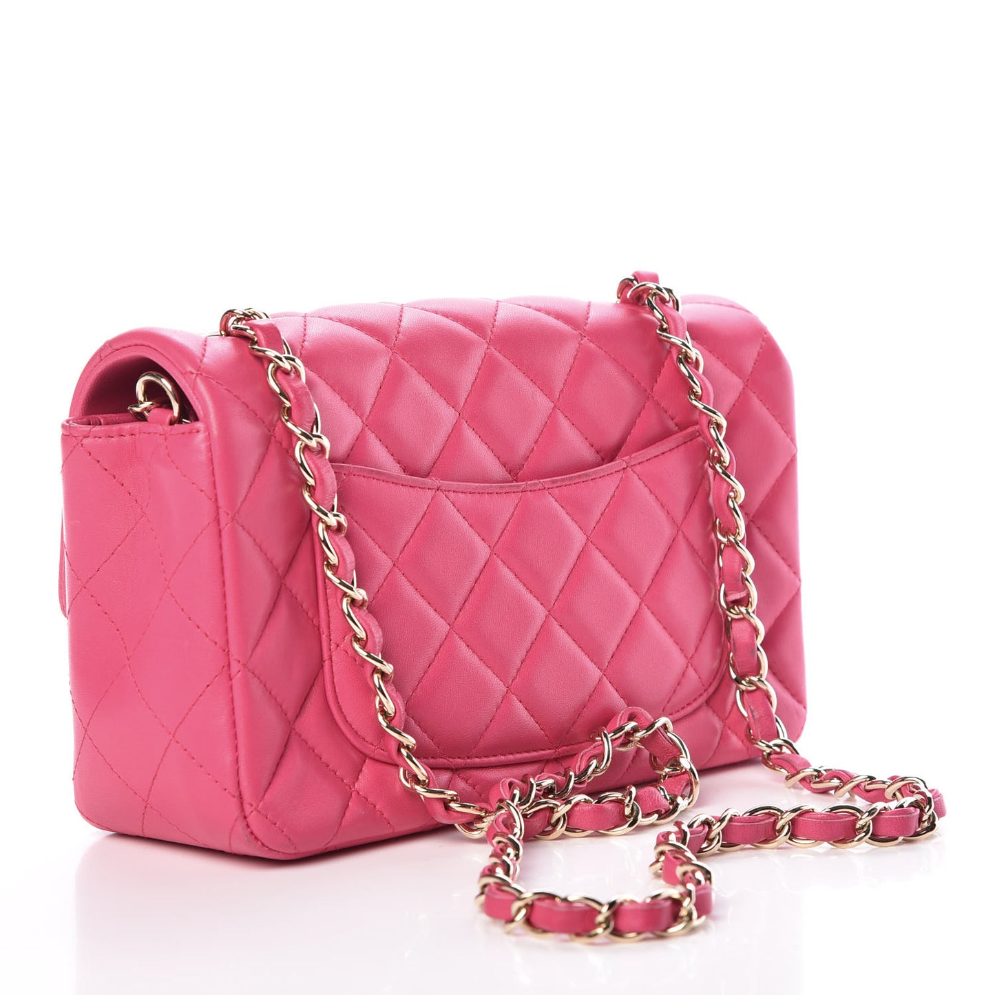 Lambskin Quilted Mini Rectangular Flap Dark Pink
