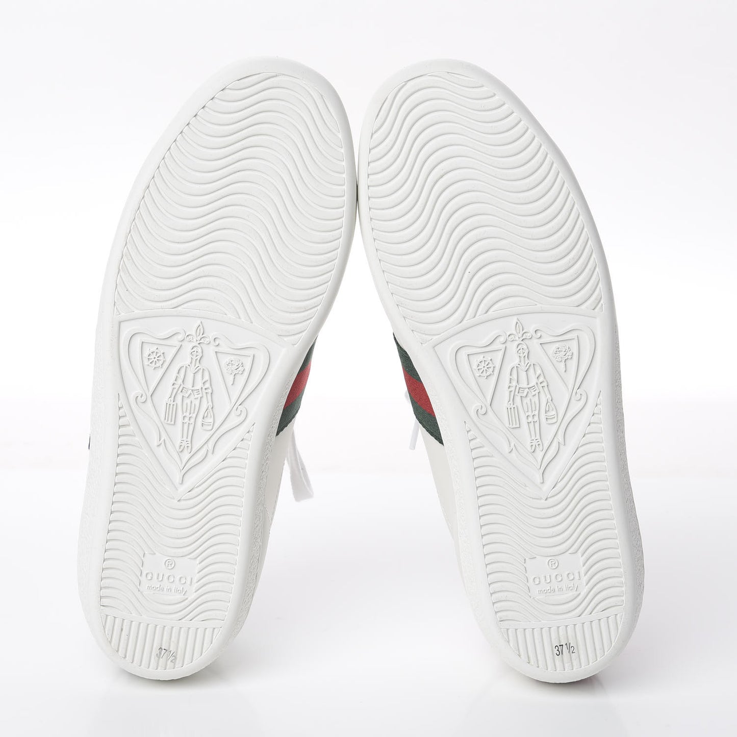 X DISNEY Calfskin Web Three Little Pigs Embroidered Womens Ace Sneakers 37.5 White Red Green