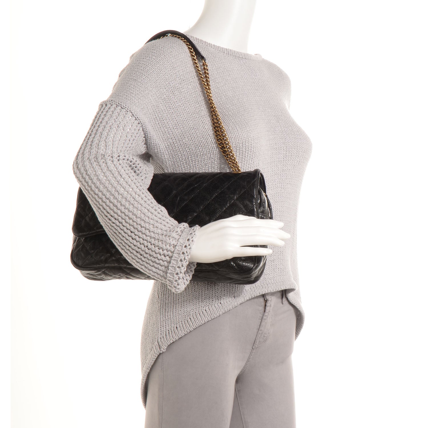 Chanel Crumpled Grained Calfskin Quilted Large Shiva Flap Black 2 of 8