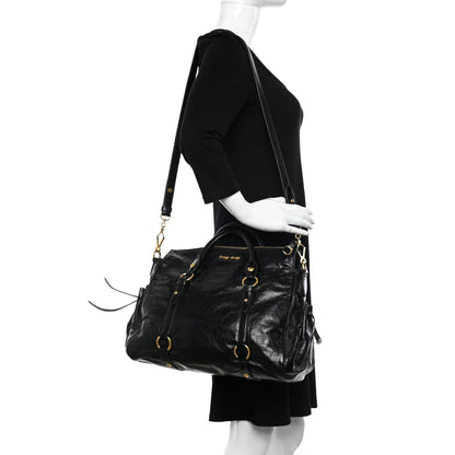 Miu Miu Vitello Lux Medium Bow Bag Black 2 of 9