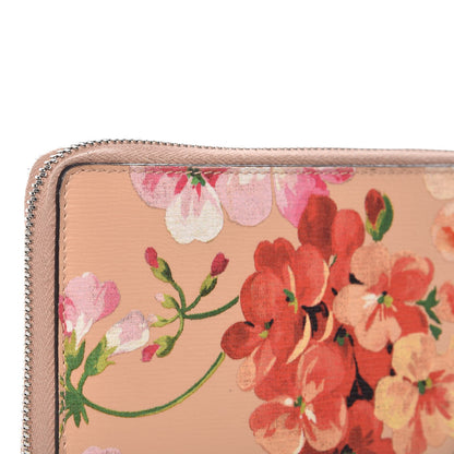 Gucci Shangai Calfskin Blooms Print Zip Around Wallet Pink Apricot Multicolor 9 of 10