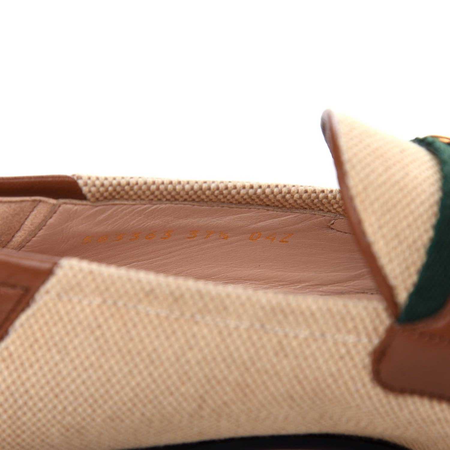 Gucci Canvas Malaga Kid Web Womens Horsebit Brixton Loafers 37.5 Sand Light Cuir 10 of 11