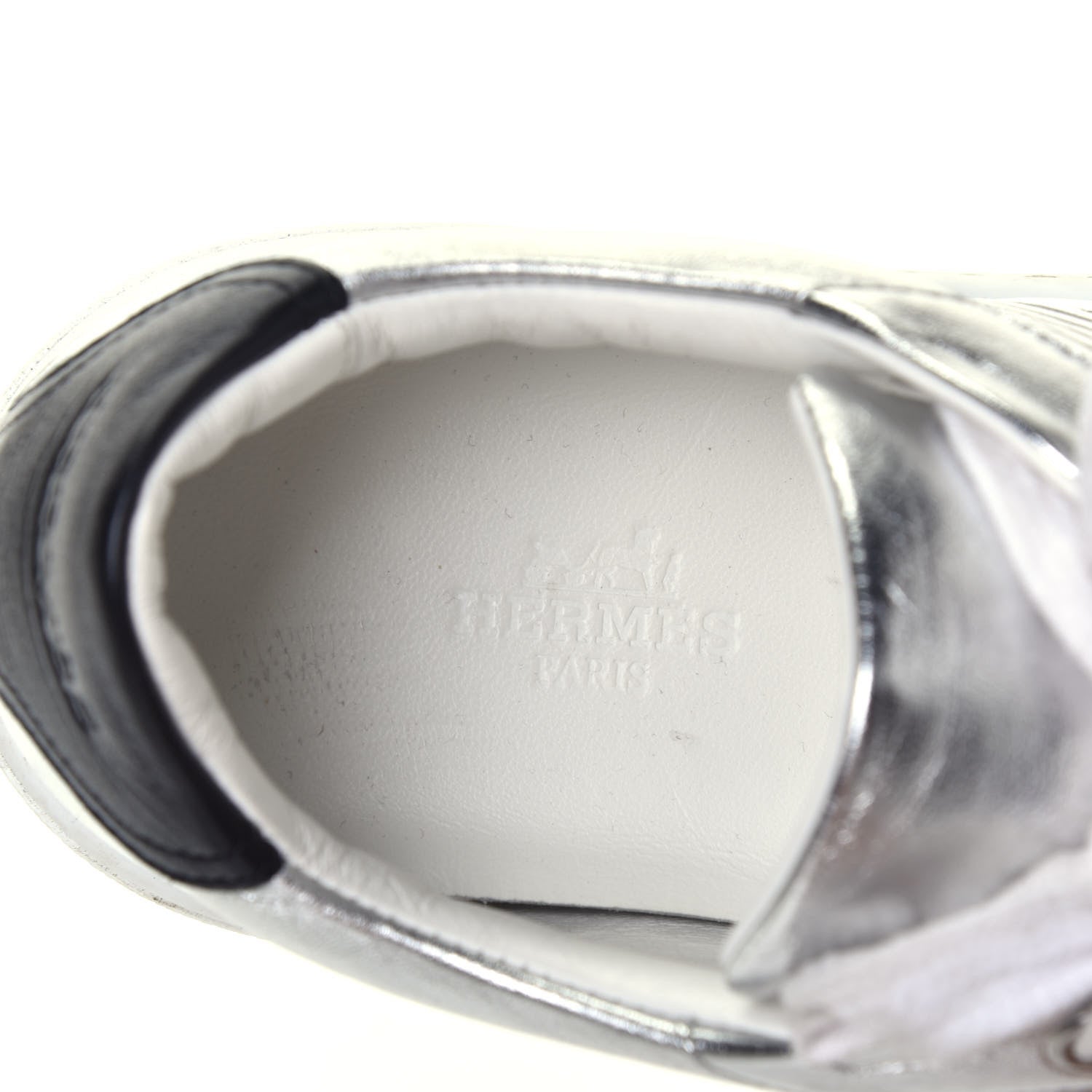 Hermes Metallic Calfskin Womens Avantage Sneakers 36 Gris Argente Black 7 of 9