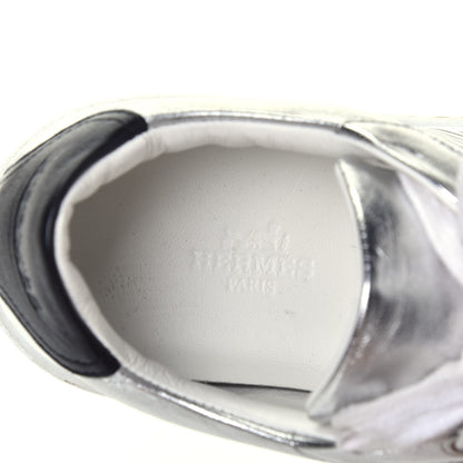 Hermes Metallic Calfskin Womens Avantage Sneakers 36 Gris Argente Black 7 of 9
