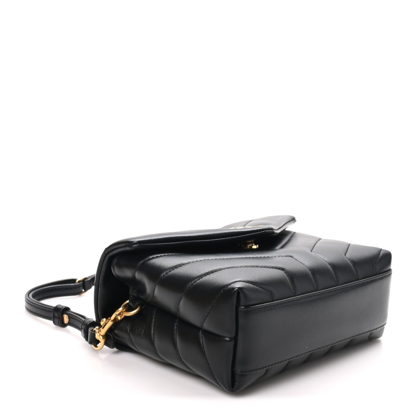 Calfskin Y Quilted Monogram Toy Loulou Crossbody Bag Black