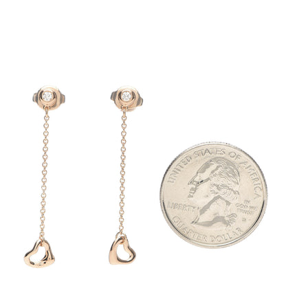 Tiffany 18K Rose Gold Diamond Elsa Peretti Diamonds by the Yard Open Heart Earrings 2 of 5