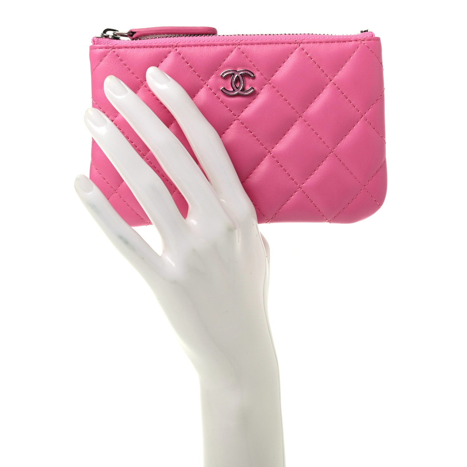 Chanel Lambskin Quilted Small Cosmetic Case Pink 2 of 8
