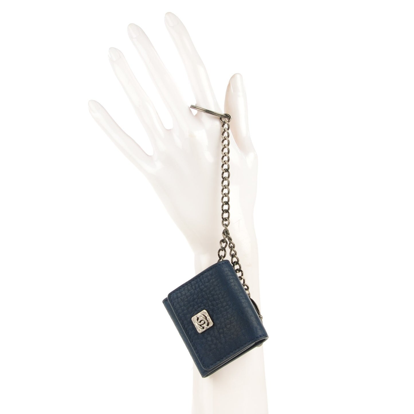 Deerskin Mini Key Chain Charm Dark Blue