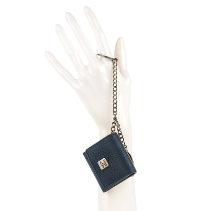 Chanel Deerskin Mini Key Chain Charm Dark Blue 2 of 8