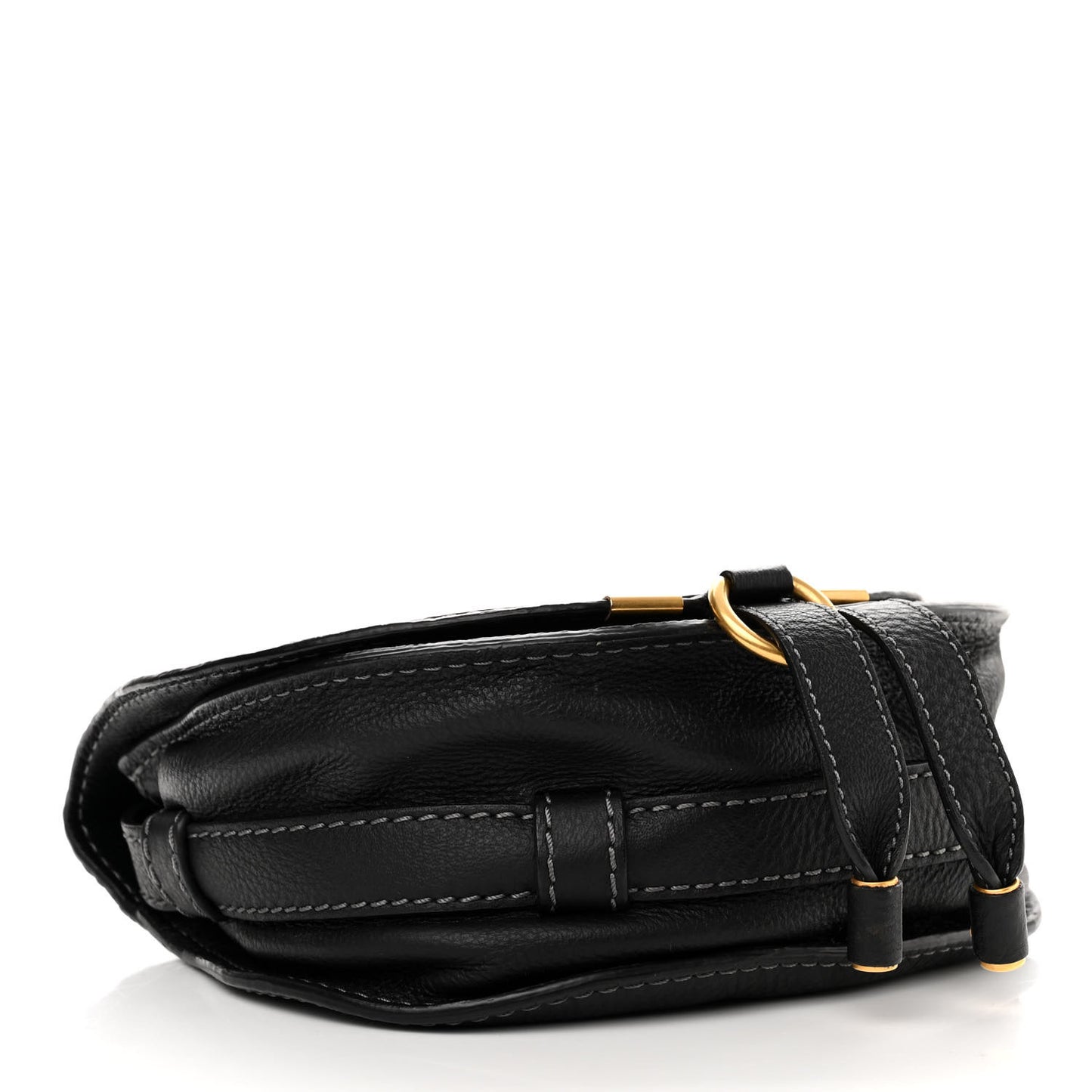 Grained Calfskin Small Marcie Saddle Bag Black